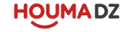 The logo for HOUMA-DZ is centered on a solid white background, featuring the text 'HOUMA' in red with a red smile underneath, followed by 'DZ' in dark gray.